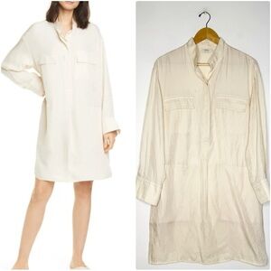 Vince Utility Long Sleeve Shirtdress In Fennel Cream Shirt Dress Size Small $345